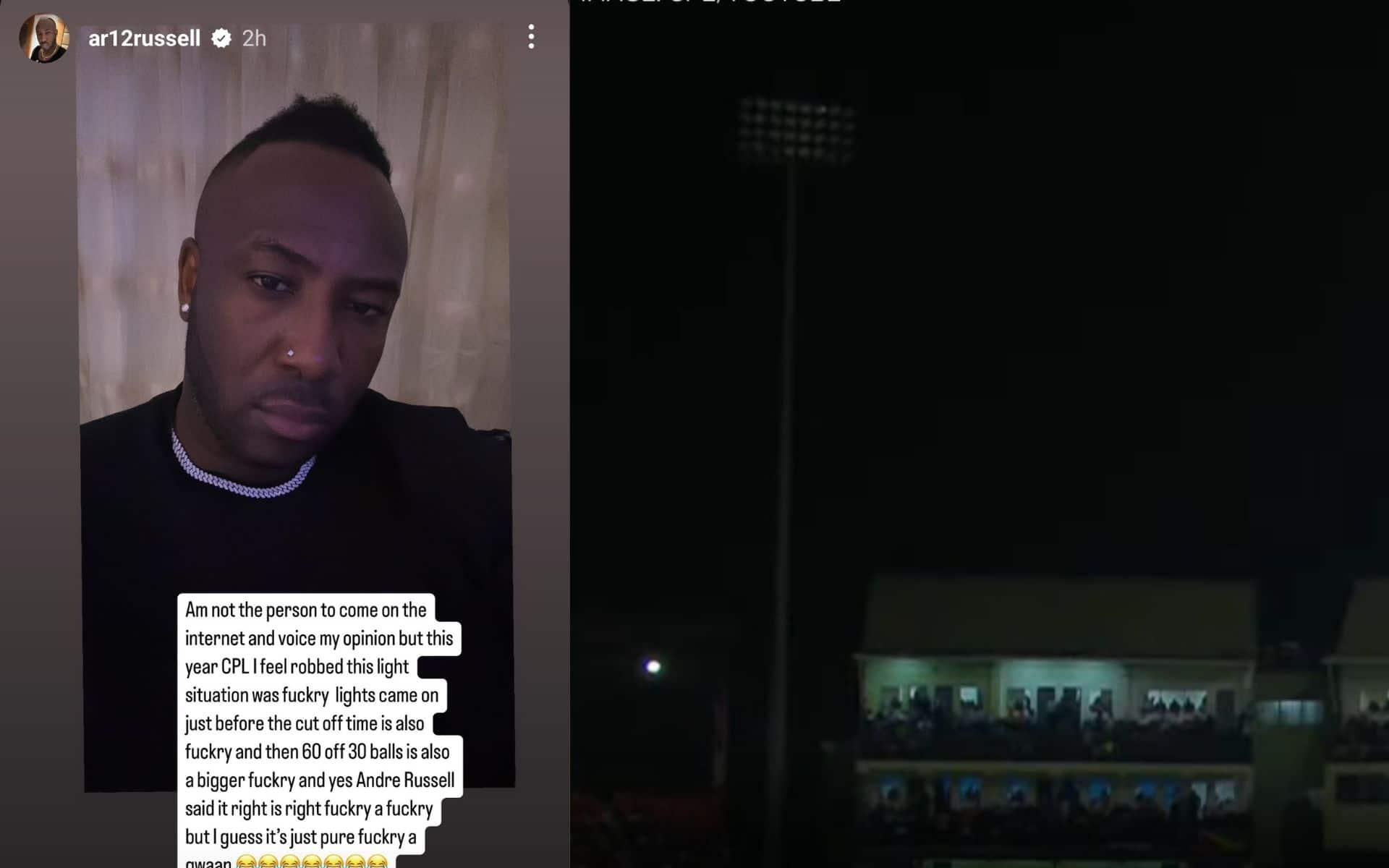 'Feel Robbed' - Andre Russell Vents Out Frustration On CPL Organisers Following Floodlight Failure